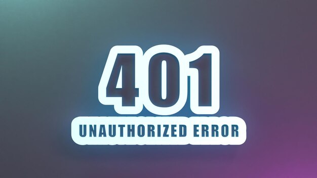 Erro HTTP 401 Ilustração de renderização 3D não autorizada