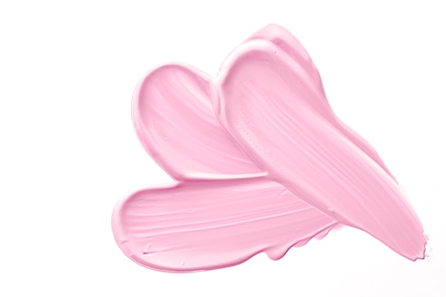 Erröten rosa Schönheit kosmetische Textur auf weißem Hintergrund verschmiert Make-up Emulsion Creme Abstrich isoliert ...