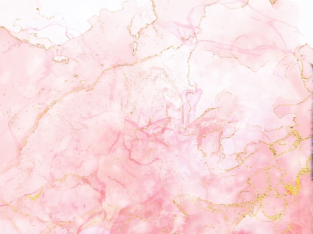 Erröten Sie rosa Aquarell Flüssigkeit Malerei Design Karte Roségold Marmor Rahmen Frühling Hochzeit