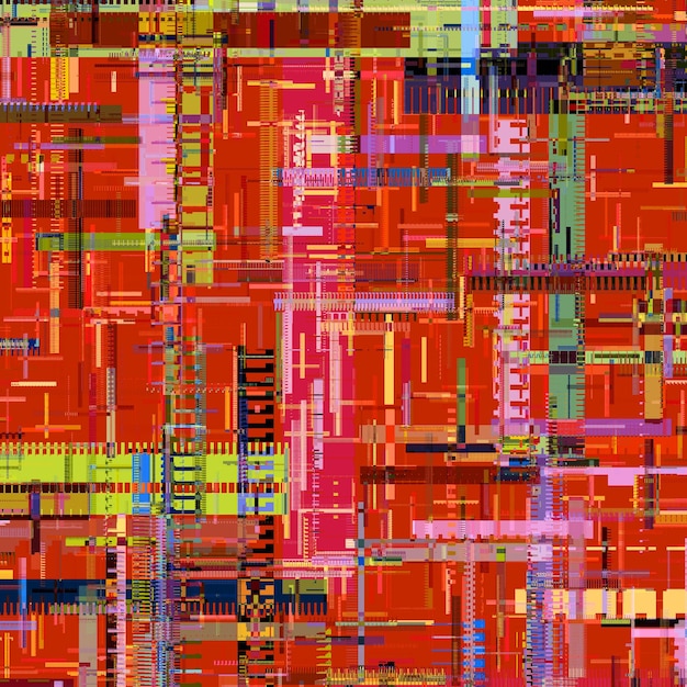 error de glitch de píxeles abstracto de señal con textura de glitch naranja única