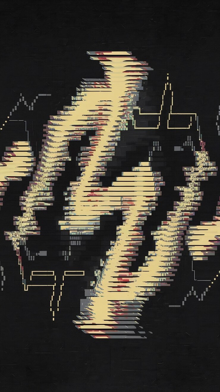 Foto error de glitch de píxeles abstracto de señal de textura de glitch negro único