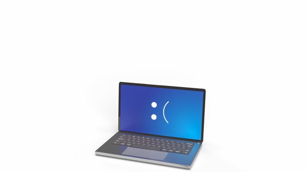 El error de pantalla azul que se muestra en la representación 3d de la computadora portátil