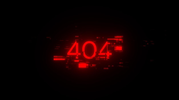 Error de renderización 3D 404 texto con efectos de pantalla de fallas tecnológicas