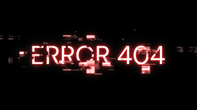 Error de renderización 3D 404 texto con efectos de pantalla de fallas tecnológicas
