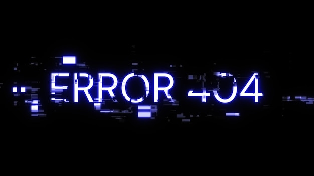 Error de renderización 3D 404 texto con efectos de pantalla de fallas tecnológicas