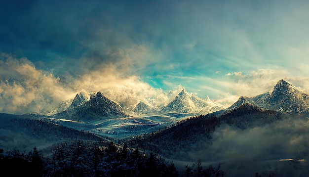 Erstaunliche AussichtBergeReisebewölkter Himmel in den Bergen