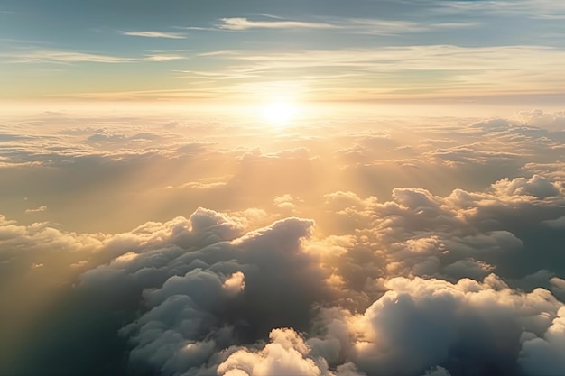 Erstaunliche Flugzeug-Luftaufnahme 180-Grad-Panorama des Morgensonnenaufgangs über den Wolken am Himmel