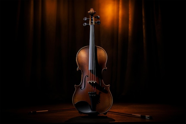 Erstaunliche Fotografie eines Geigeninstruments in einem dunklen Raum