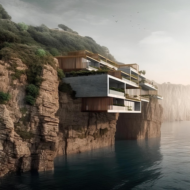 Erstaunliche Luxusvilla, die auf einer Klippe am Meer gebaut wurde