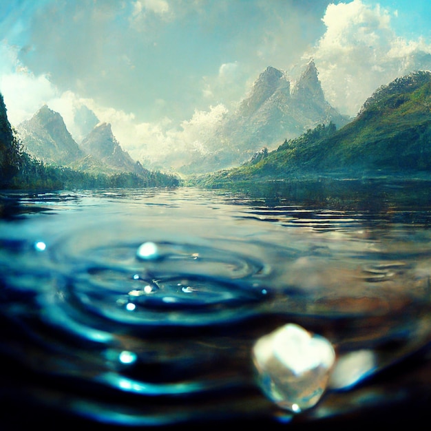 Erstaunliche malerische Szene Perfekter blauer Himmel spiegelt sich im Wasser wider Ein herrliches Panorama der Berge