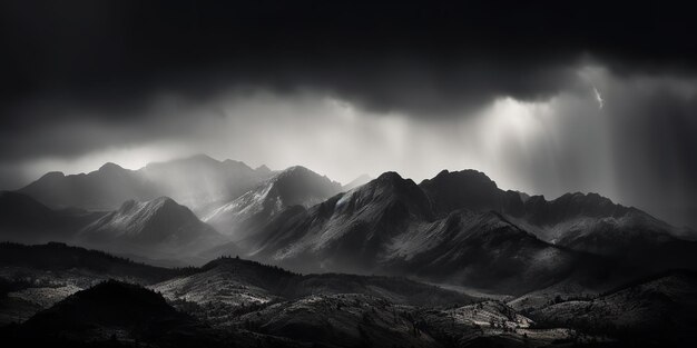 Erstaunliche Schwarz-Weiß-Fotografien von wunderschönen Bergen und Hügeln mit dunklem Himmel