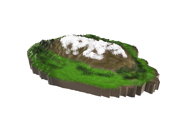 Erstaunliche schwimmende Insel mit natürlicher Berglandschaft 3D-Floatfelsen und Gras mit wunderschöner Landschaftslandschaft 3D-Rendering