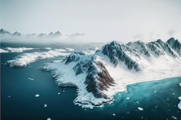 Erstaunliche Winterlandschaft der mit Schnee und Eis bedeckten Berge