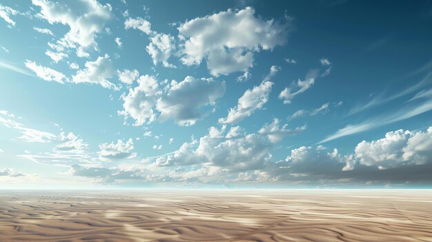 Erstaunliche wunderschöne Naturlandschaft mit endlosen Sanddünen unter hellblauem Himmel mit weißen Wolken