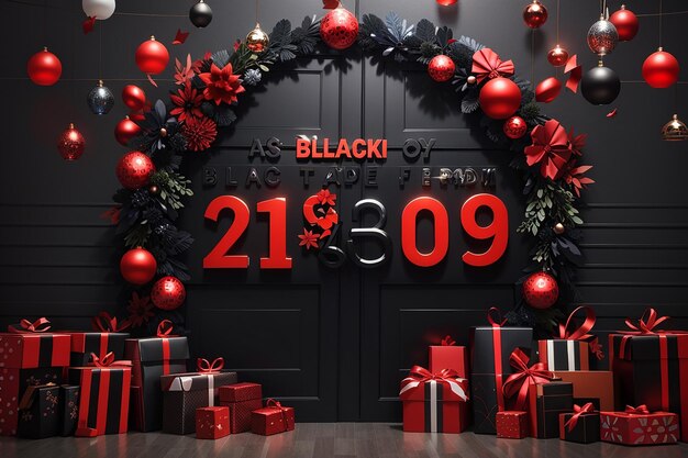 Erstaunlicher Black Friday-Shopping mit Ballons und Geschenkkisten Bilder