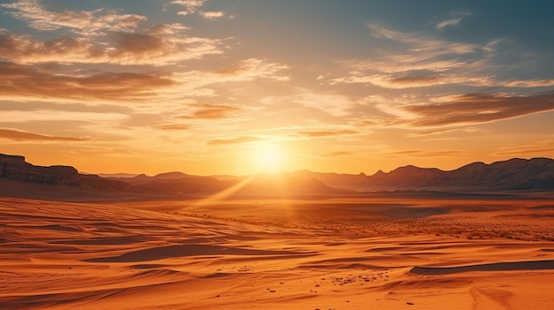 Foto erstaunlicher landschaftsblick auf die wüste bei sonnenuntergang