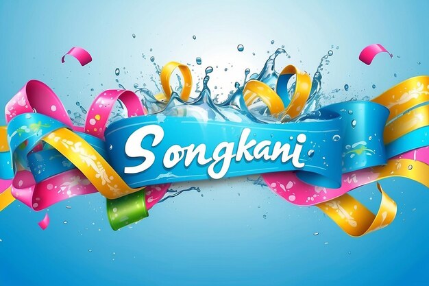 Erstaunliches Happy Songkran Thailand Festival farbenfrohes Band-Wasser-Splash-Design