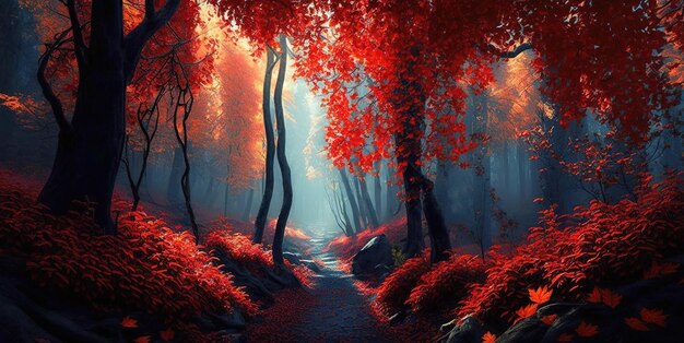 Erstaunliches Herbstlaub im Wald