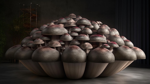 Erstaunliches königliches Pilzsofa, ultrawundervolle KI-generierte Kunst