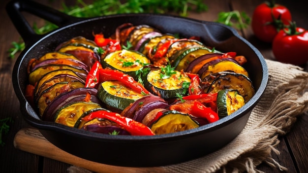 Erstaunliches selbstgemachtes Gemüse Ratatouille gebacken