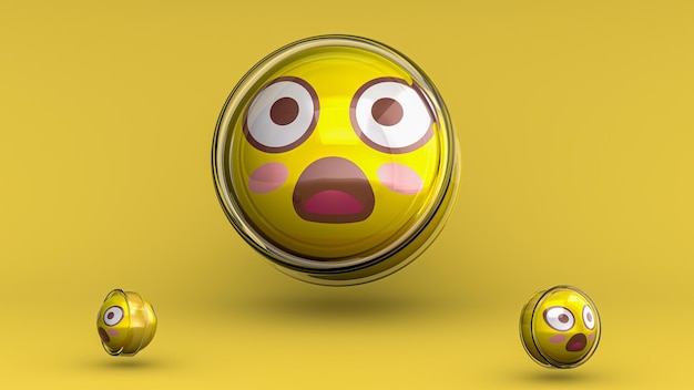 Erstauntes Gesicht 3D-Emoji-Rendering