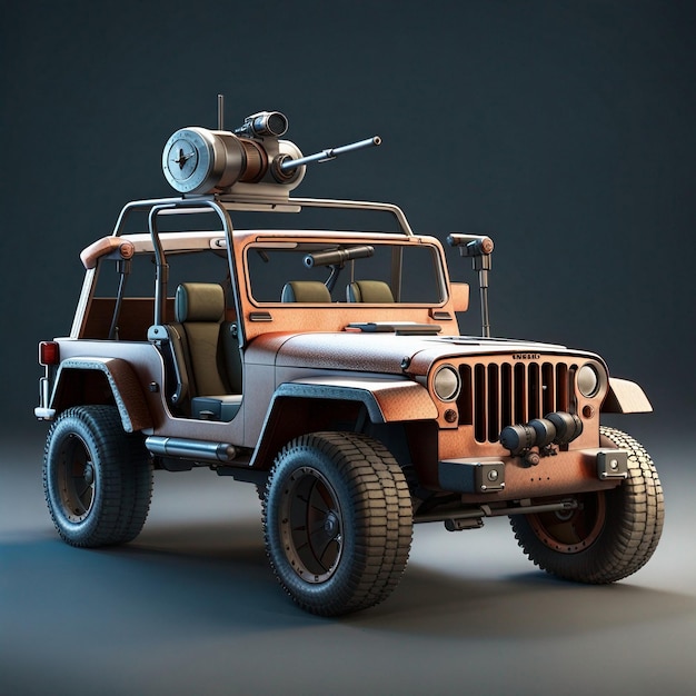 Erstellen Sie ein 3D-Gaming-Modell von Jeep mit Waffe