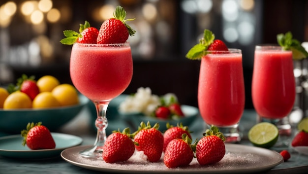 Erstellen Sie ein atemberaubendes 8K ultrarealistisches Lebensmittelfoto mit einer perfekt zubereiteten Erdbeere