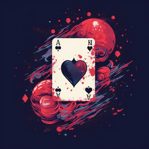 Erstellen Sie ein cooles T-Shirt-Design für einen Poker-Fan, einschließlich einer Karte 7 mit Platz und einer Karte 2 mit Herzen v