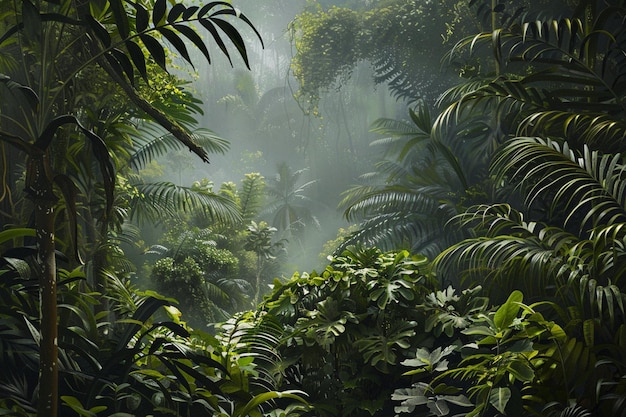 Erstellen Sie ein Kunstwerk aus einem dichten Borneo-Regenwald.