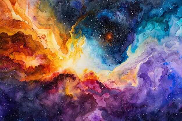 Erstellen Sie eine Aquarell-Darstellung eines kosmischen Phänomens generative ai