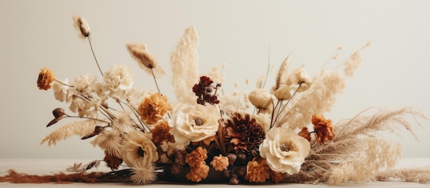 Foto erstellung nachhaltiger blumenarrangements mit getrockneten blumen