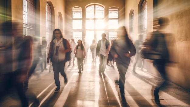 Eruditos merodeando por el pasillo de la escuela durante las primeras horas de la IA generativa