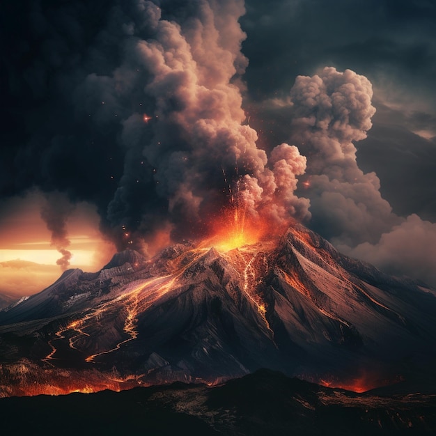 Erupção de vulcão erupção vulcânica vulcânico en erupción