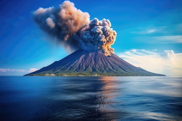 Foto erupção do vulcão krakatoa