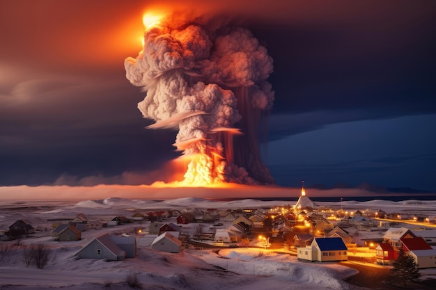 Erupção vulcânica na cidade islandesa de Grindavik