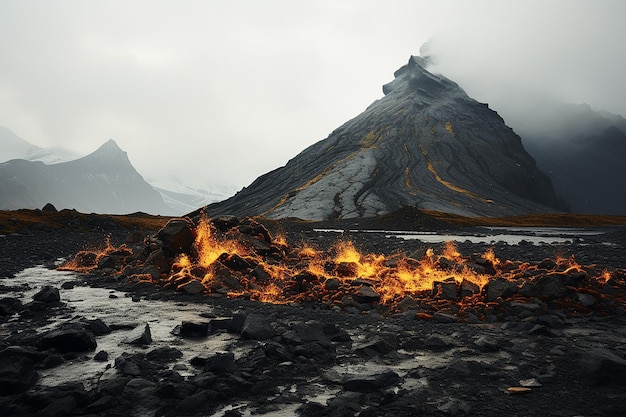 Erupção vulcânica realista