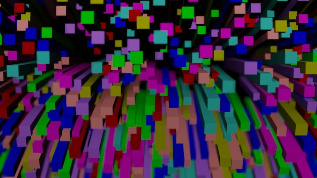 Erupción de colorida barra rectangular 3D Rendering