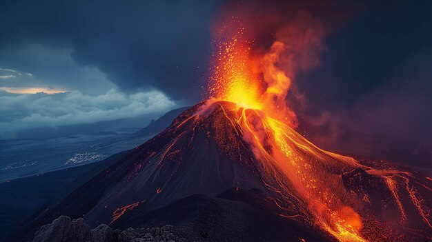 Foto erupción de un volcán