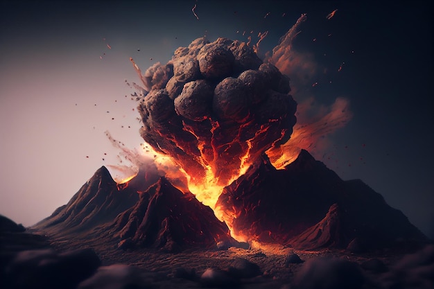 Erupción volcánica 3d generativa ai