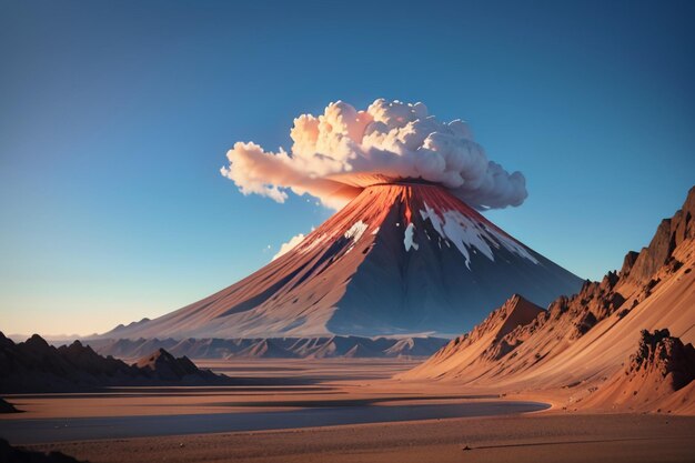 Foto erupções de vulcões ativos vomitando lava forma de terra vulcânica característica fundo de papel de parede