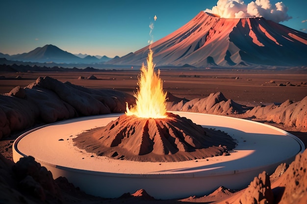 Foto erupções de vulcões ativos vomitando lava forma de terra vulcânica característica fundo de papel de parede