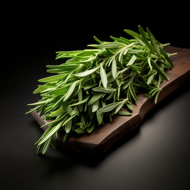 Ervas aromáticas de Tarragon Ilustração quadrada fotorrealista Dieta vegetariana saudável Ai Gerado ilustração brilhante em fundo escuro Ervas aromáticos de Tarragon