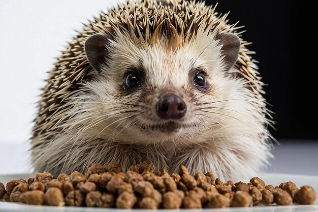 Erwachsener Männchen Vier-Zehen-Igel aka Atelerix albiventris Sitzt nach vorne und isoliert sich auf einem weißen Hintergrund