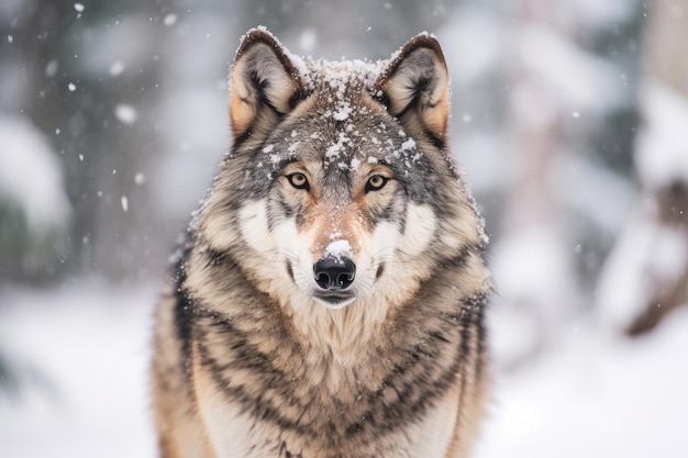 Erwachsener Wolf im Winterschnee Generative KI