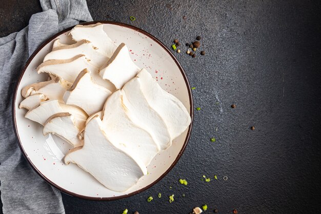 Eryngii Pilzscheibe Austernkönig Pilze Eringi Mahlzeit Snack Kopie Raum Essen Hintergrund Gemüse