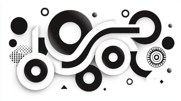 Foto erzeugen sie eine abstrakte darstellung eines labyrinths mit linien, formen und symbolen von verwirrung und komplexität, die in einem dynamischen muster fließen