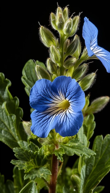 es gibt drei Blumen, die in der Mitte eines weißen Hintergrunds stehen