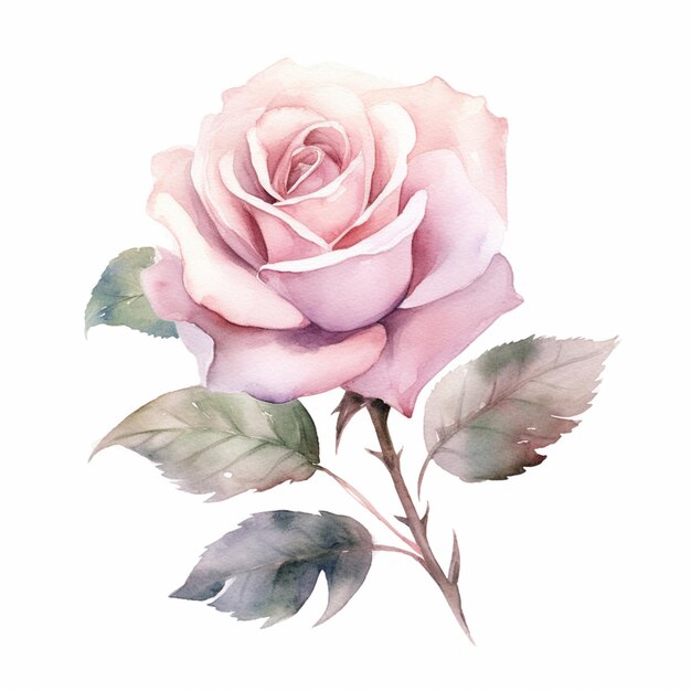 Foto es gibt ein aquarellgemälde einer rose auf einem weißen hintergrund.