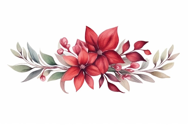 Es gibt ein Aquarellgemälde einer roten Blume auf weißem Hintergrund, generative KI