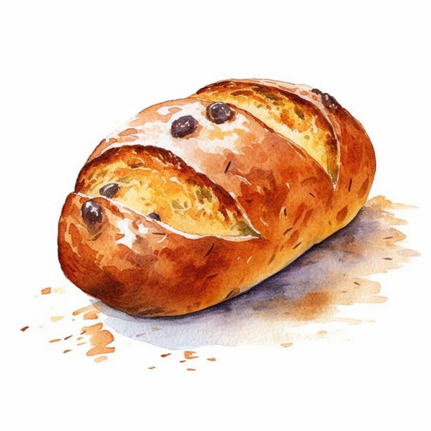 Foto es gibt ein aquarellgemälde eines brotstücks.